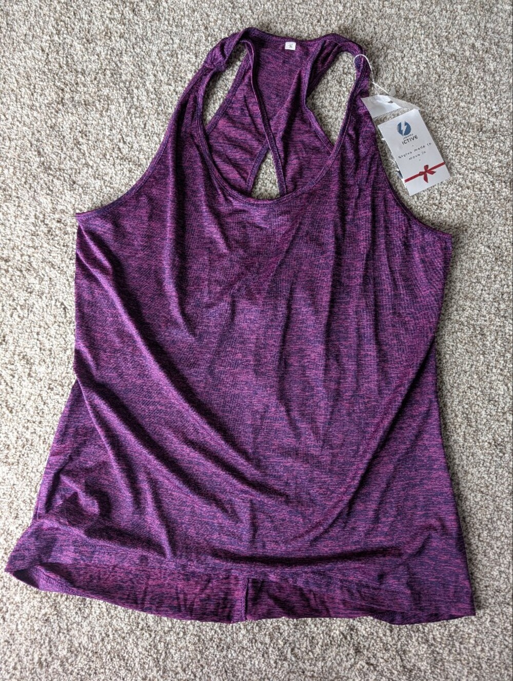 Ictive Purple Strappy Back Workout Tank Top NWT